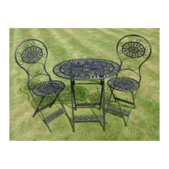 Bistro oval table and two chairs black