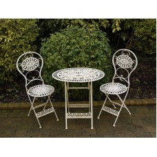 Bistro oval table and two chairs cream
