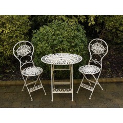 Bistro oval table and two chairs cream