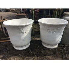 Pair of large white planters urns