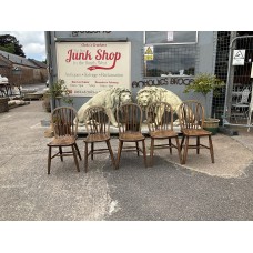 Antique Elm Stick Back Set of 5 Chairs