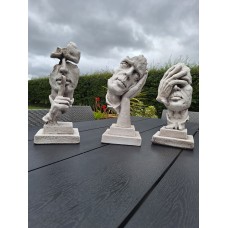 Hear, See, Speak Face Statues